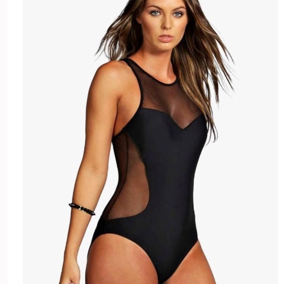 Boohoo Other - Boohoo Mexico Mesh Racerback black Swimsuit